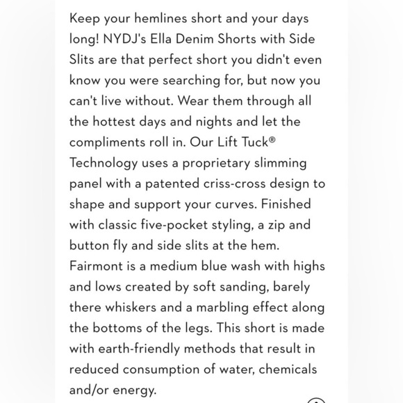 NYDJ ELLA DENIM WITH SIDE SLITS SHORTS BLUEWELL NEW - Picture 6 of 8